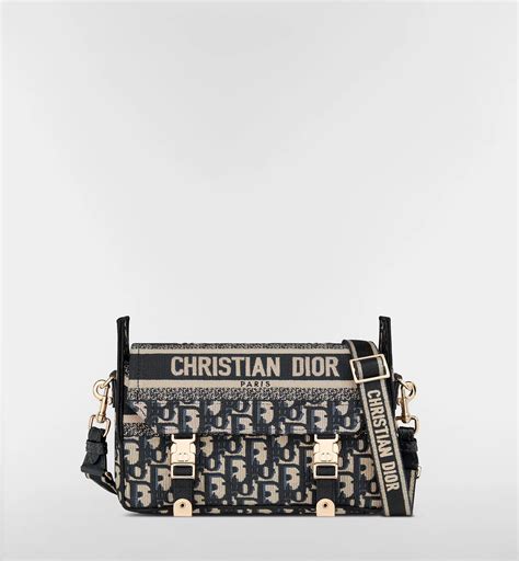 Small Diorcamp Bag Blue Dior Oblique Embroidery | DIOR