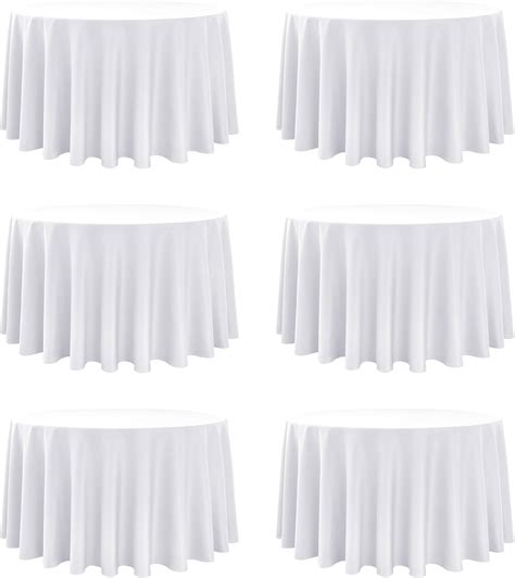 Amazon.com: Dailyset 6-Pack White Round Tablecloths, 108 Inches, Stain-Resistant Polyester for 4 ...