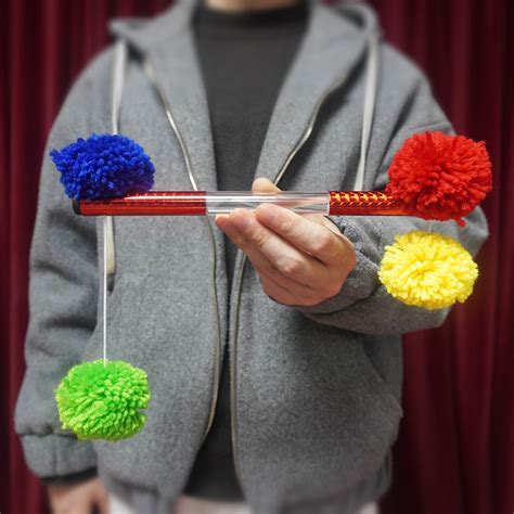 Crystal Pom Pom Wand Four Ball Magic Trick Transparent Comedy Magic Prop