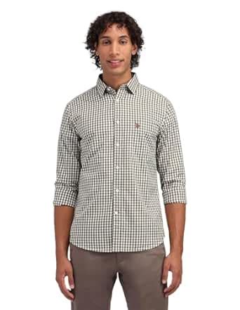 U.S. POLO ASSN. Men's Cotton Regular Fit Shirt (USSHTO3139_Green, Small ...