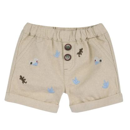 Chicco Boys Beige Embroidered Shorts - Bottom – Chicco India