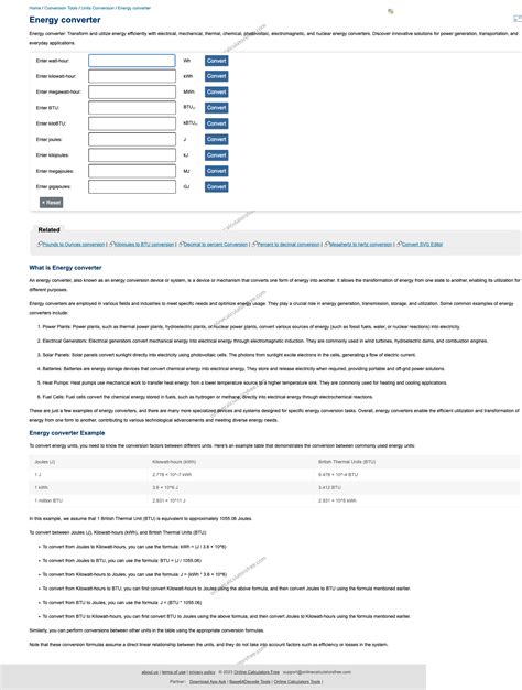 96535 Energy | 能量单位转换器 | kWh、BTU、焦耳计算器 - CalculatorFree