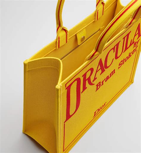 Large Dior Book Tote Yellow and Red Book Cover Embroidery (42 x 35 x 18 ...