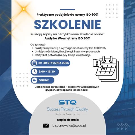 ZOSTAŃ AUDYTOREM WEWNĘTRZNYM ISO 9001 Certyfikowane szkolenie online ...