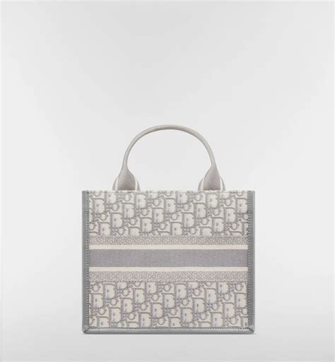 Small Dior Book Tote Gray Dior Oblique Embroidery and Calfskin (26.5 x ...