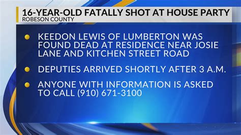 16-year-old fatally shot at house party in Robeson County