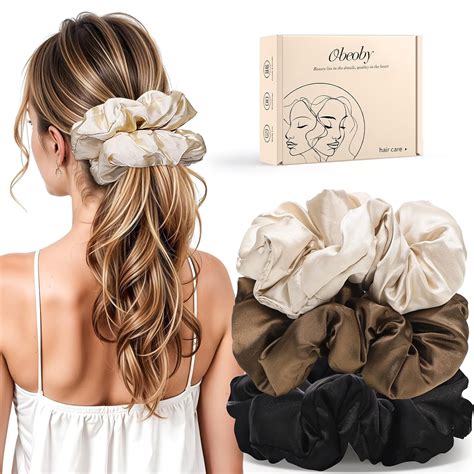 3Pcs Large Satin Hair Scrunchies, 6Inch Pillow Satin Scrunchies for ...