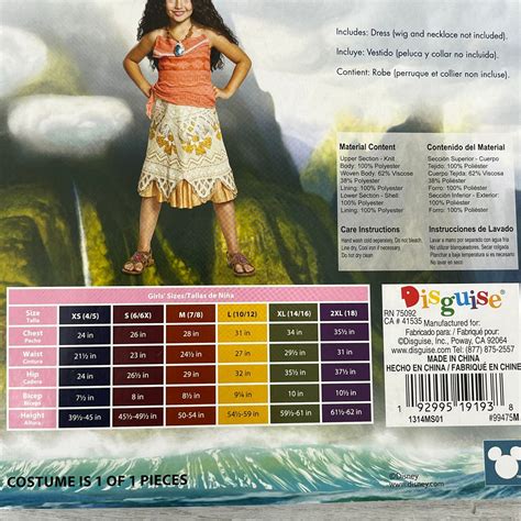 Disguise Disney Moana Classic Dress Up Costume Dress Skirt, XS 4/5