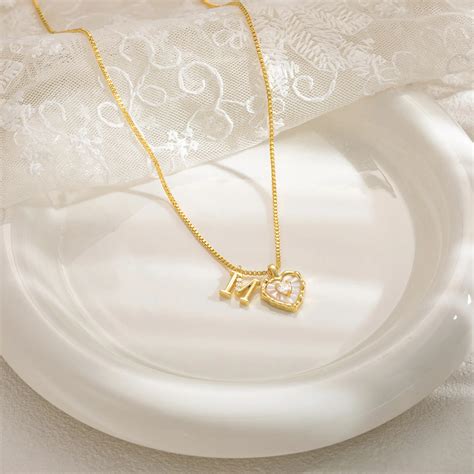 Dearmay Gold Heart-Shaped Letter Necklace for Women Gold Necklace for ...