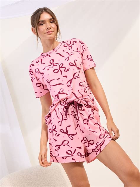 Buy Friends Like These Pink Bow Short Set Pyjamas from Next India