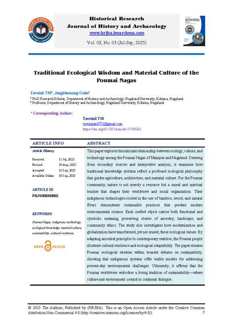 Traditional Ecological Wisdom and Material Culture of the Poumai Nagas ...