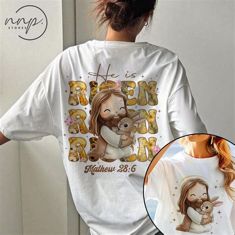 Charming Floral Bunny T-Shirt - Comfort Colors He Is Risen Design for ...