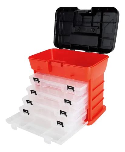 Organizador Portátil Con 4 Bandejas Extraíbles Y Tapa Rojo | Cuotas sin ...