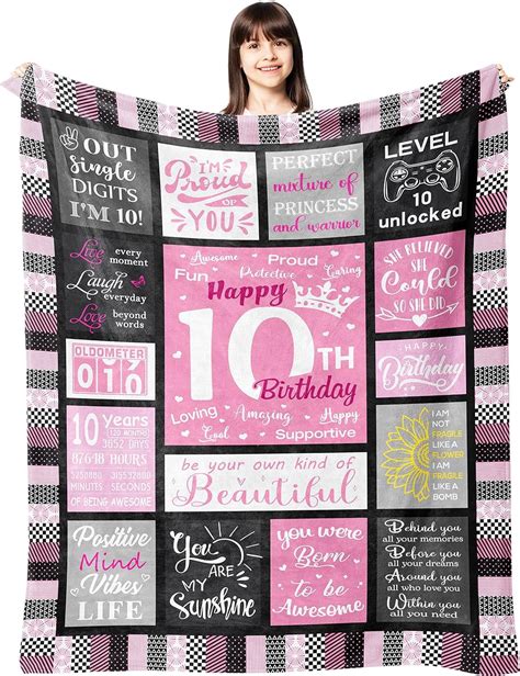 HMYG 10th Birthday Blanket – Gift for 10 Year Old Girl, 10th Birthday ...
