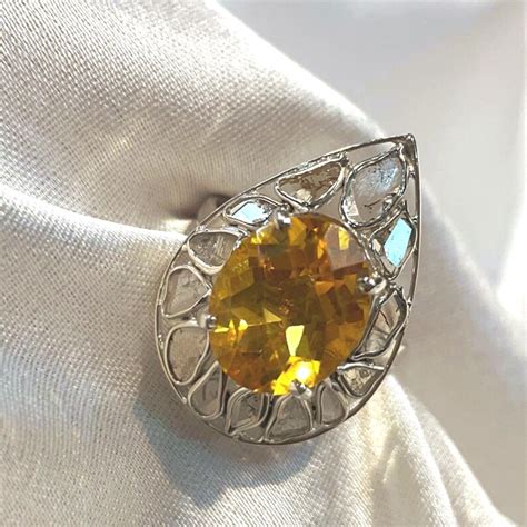 Buy Teardrop Citrine Ring Sterling Silver, Pear Cut Citrine Ring for ...