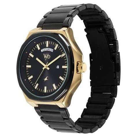 Buy Online Vyb Orion By Fastrack Quartz Analog Black Dial Metal Strap ...