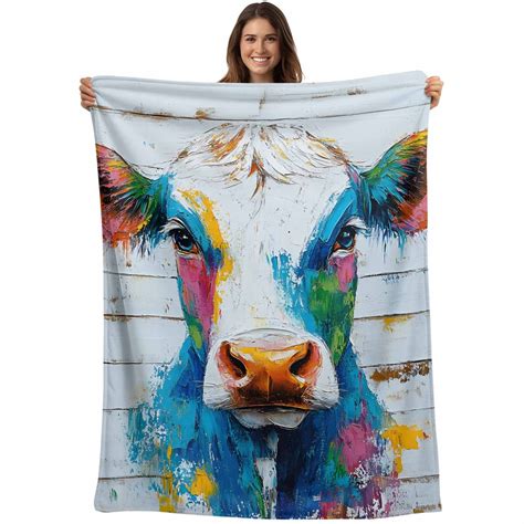 Country Cow Blanket Soft Cozy Warm Throw Blanket for Couch, Plush Fuzzy ...