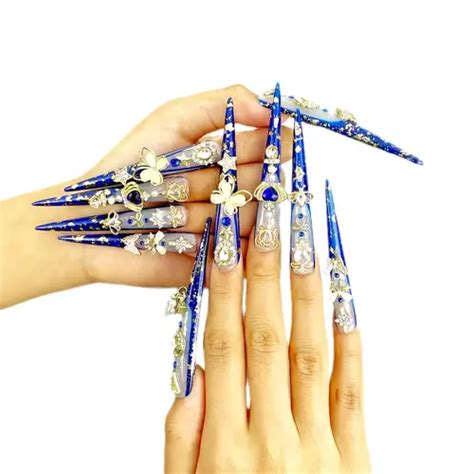 long nails with charms sold on Temu United States
