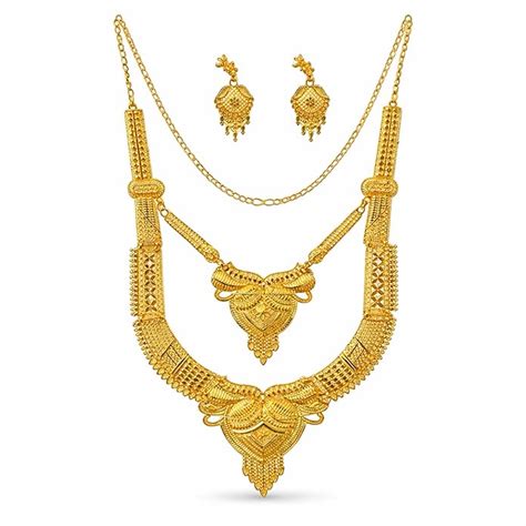 Buy Bharat Mart 2 Layer Traditional Gold Plated Bridal Necklace Set for ...