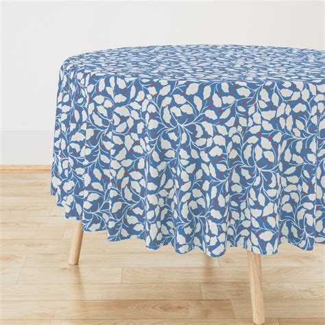 White Autumn Leaves-red Berries-Large Flowing Botanical Allover on s...