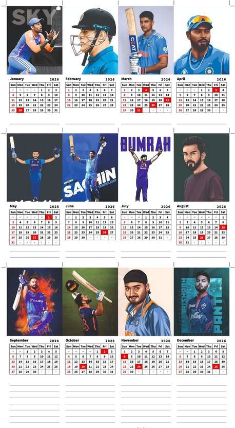 SKINADDA Cricket Tabletop Desk Calendar With Clear Dates and Months ...