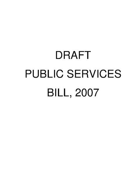 Public Services Bill, 2007: Comprehensive Overview and Provisions - Studocu