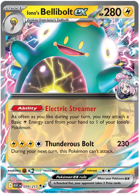 Iono's Bellibolt ex 070/217 Double Rare Pokemon Card (Mega Evolution ...