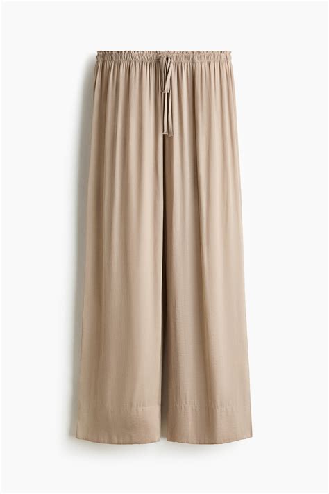Wide drawstring trousers - Greige - Ladies | H&M GB