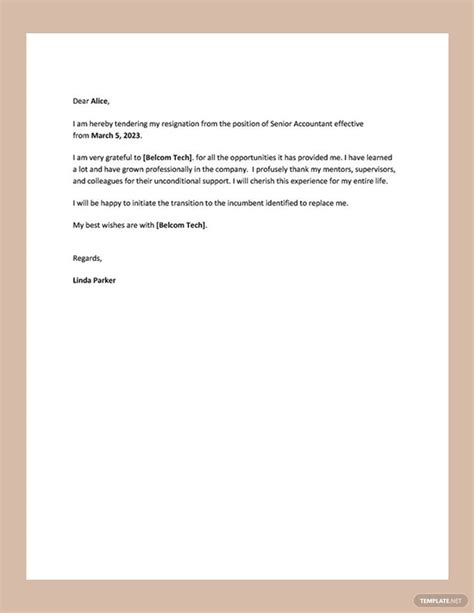 Resignation Letter Format Download In Word - Free Word Template