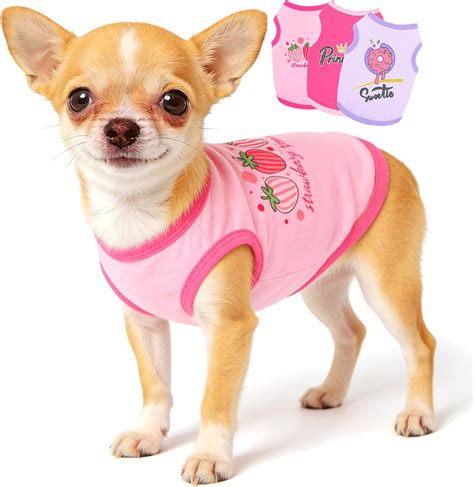 Amazon.com : 3 Pieces Chihuahua Clothes Dog Summer Shirts Dog Clothes for Small Dogs Girl Pink ...