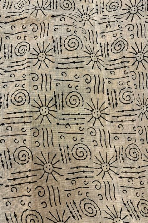 Mustard & Cream Bagru Print Saree with Intricate Elephant & Floral Mot ...