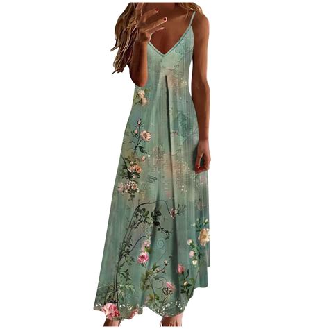 Edvintorg Plus Size Dresses for Women V-Neck Spaghetti Strap Casual ...