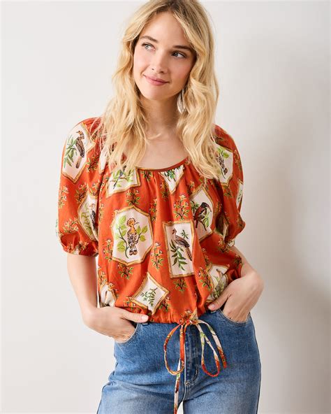 Birds of India - Piper Blouse - Copper | Printfresh - Borderfree