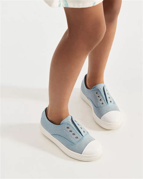 Kids' Low-Top Sneaker Lavender Blue Cannage Cotton Canvas and White ...