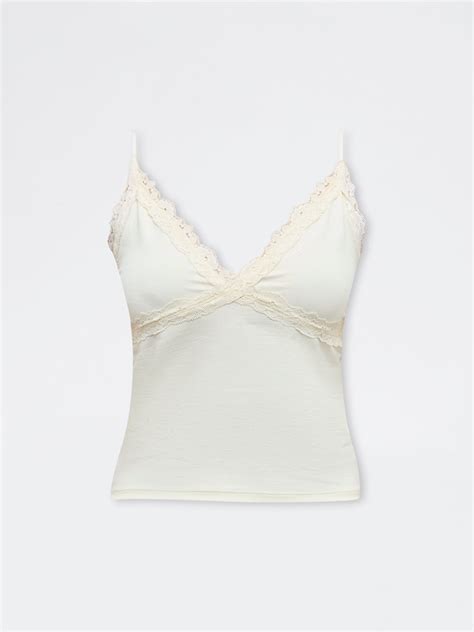 Buy Nuon Light Yellow Lace Cotton-Blend Top from Westside