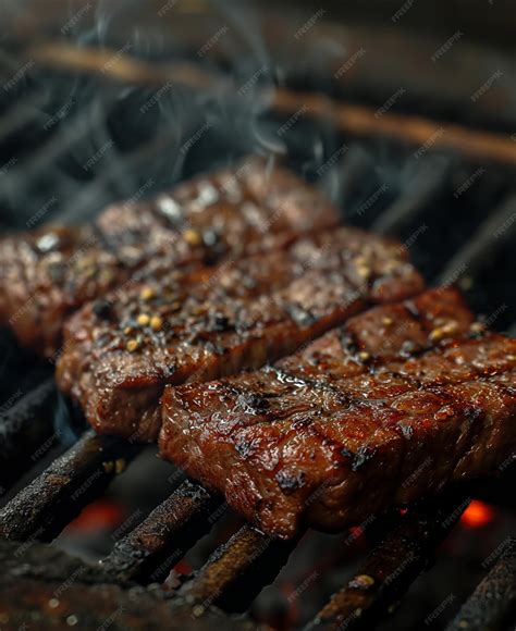 Piezas de carne cocidas en la parrilla | Foto Premium