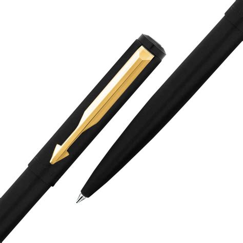 Parker Vector Matte Black Ballpoint Pen with Gold Trim — Mango