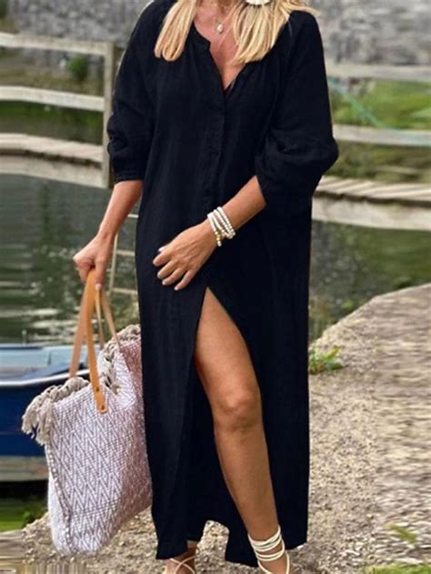 Women's Maxi Dress 100% Cotton Kaftan Dress Casual Dress Basic Modern ...