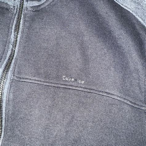 Calvin Klein Sweater Mens Small Black Full And Gray Zip Long Sleeve ...