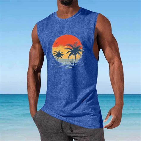 Yaoyar Mens Tank Tops Casual Summer Beach Vacation Hawaiian Graphic ...
