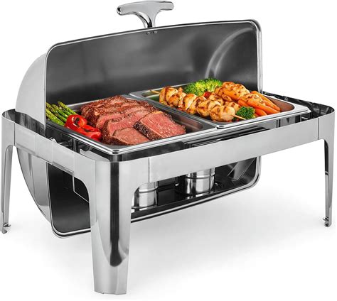 Amazon.com: 8 QT Roll Top Chafing Dish Buffet Set, Stainless Steel ...