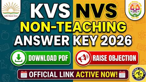 KVS NVS Non-Teaching Answer Key 2026 Download PDF And Raise Objection