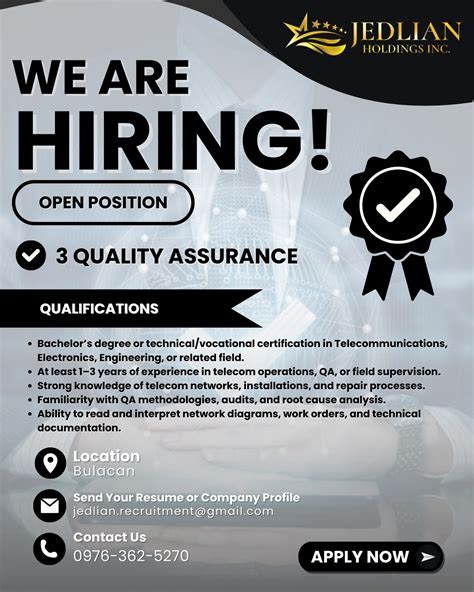 We’re Hiring: Quality Assurance (QA) Role Summary: Ensure telecom ...