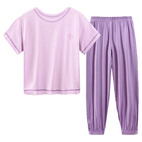 CPNG Boys Girls Home Wear Clothes Solid Color Nightclothes Short Sleeve ...