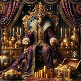 A king with a lot of gold and riches. Imagen 4 de 4
