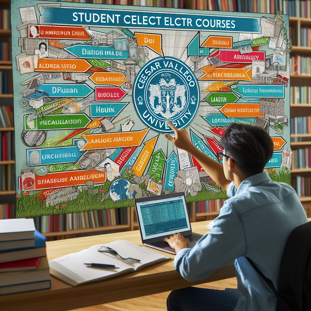 Estudiante seleccionando cursos electivos en la universidad