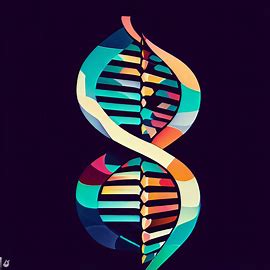 Reimagine the iconic image of the DNA double helix, transforming it into a bold, abstract design reflecting genetic diversity and evolution.. Image 3 of 4