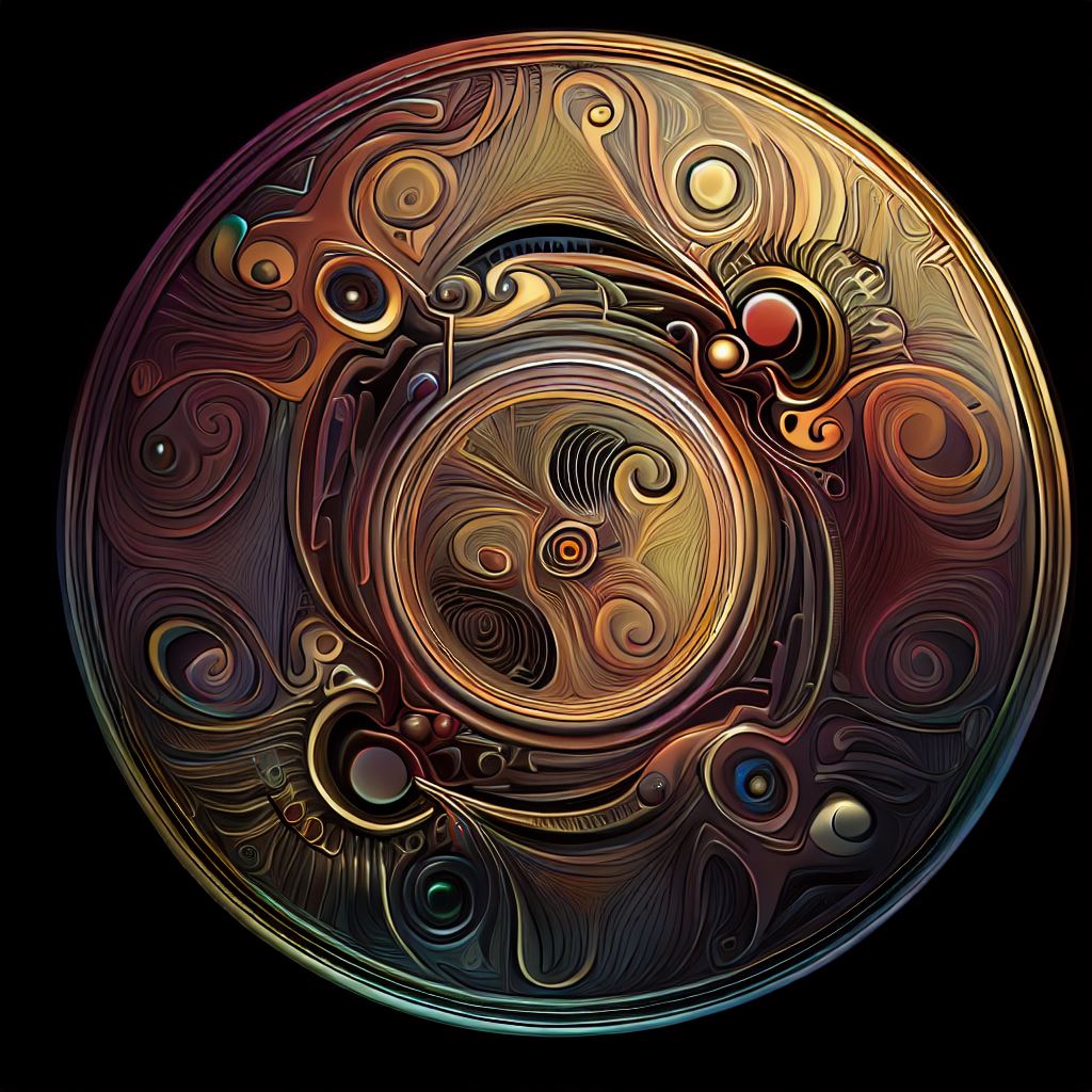 Illustrate an artistic representation of a cycle with intricate, abstract designs.