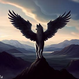 Imagine a wolf with wings soaring high above the mountains, surveying its kingdom.. Image 3 of 4