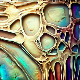 Create an image of a stained glass window made of bone marrow with intricate details and vibrant colors.. Image 2 of 4
